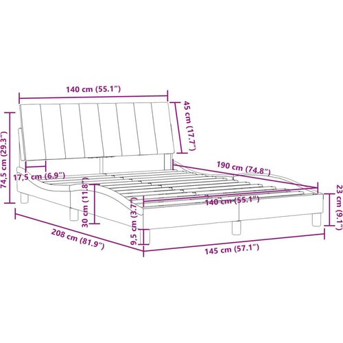  Okvir za krevet s uzglavljem plavi 140 x 190 cm bar&amp;scaron;unasti Slike