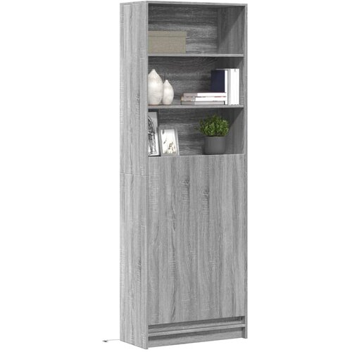 vidaXL Visoka omara LED siva sonoma 69x32,5x200 cm inženirski les Cene