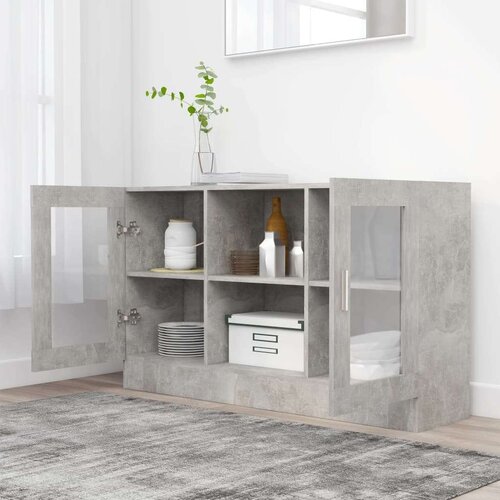VidaXL Vitrina siva boja betona 120 x 30,5 x 70 cm od iverice Slike