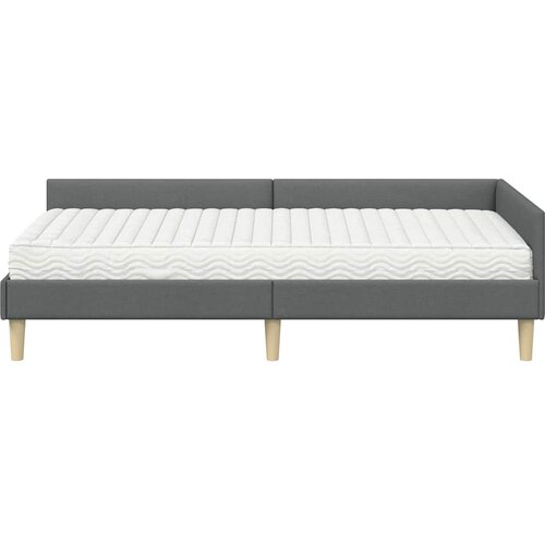  Kutni krevetni okvir s madracem 2 kom. Tamnosiva 100 x 200 cm Slike