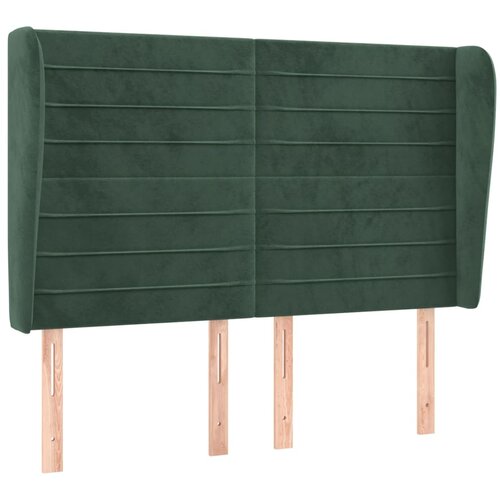 Maison Chic posteljno vzglavje - vzglavna omarica - nočna omarica z u&amp;scaron;esi temno zeleno 147x23x118/128 cm žamet, (21708022) Slike