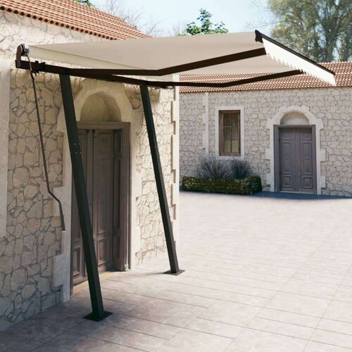  Ročna zložljiva tenda s stebrički 3,5x2,5 m krem, (20728704) Cene