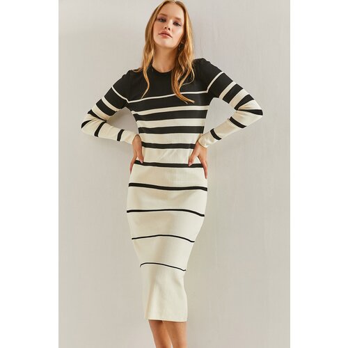Bianco Lucci Women's Striped Long Knitwear Dress Cene