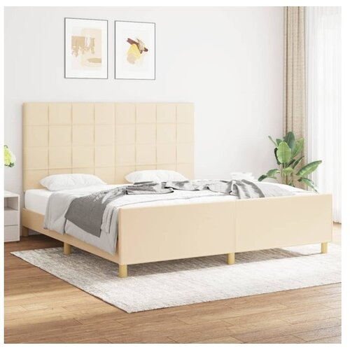  Posteljni okvir z vzglavjem krem 180x200 cm blago Cene