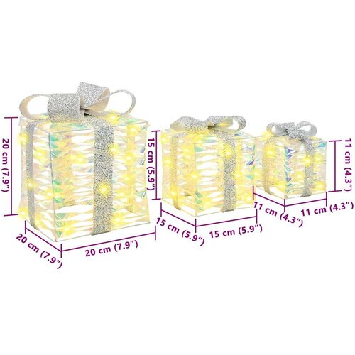 VidaXL Poklonska kutija 3 pcs Topla bijela 20 x 20 x 20 cm PET Slike