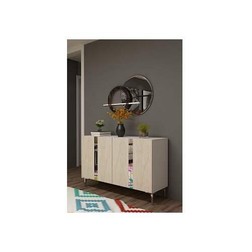 Hanah home Konzola Anka 120 White Travertine Silver Cene