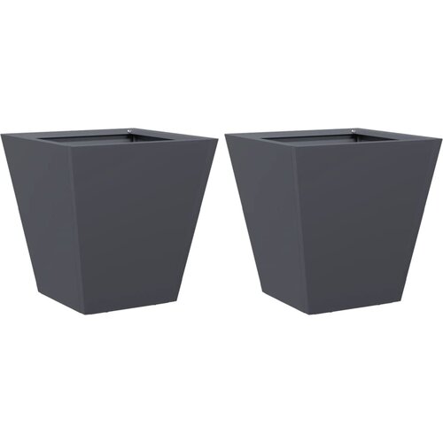 Maison Chic Vrtno korito - Greda - Cvetlični Lonec 2 kosa antracit 30x30x30 cm jeklo, (21789516) Slike