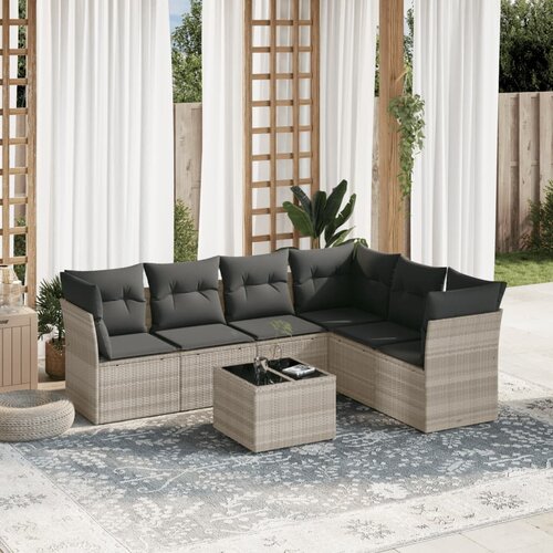 vidaXL 7-dijelni set vrtnih sofa svjetlosivi od poliratana Cijene