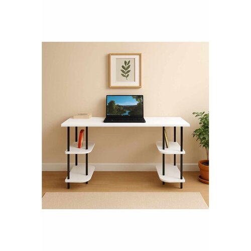Hanah home radni sto Peka113, 120 cm, beli / crni Slike