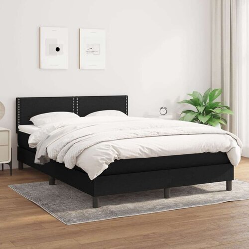  Box spring posteljni z vzmetnico črn 140x190 cm blago, (20736319) Cene