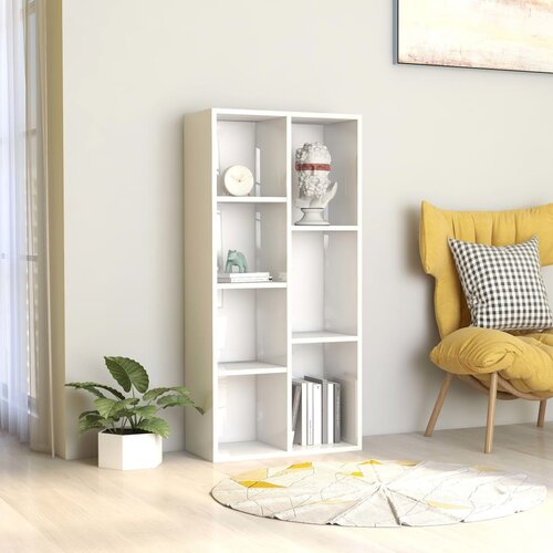 Furnova Knjižna omara visok sijaj bela 50x25x106 cm iverna plo&amp;scaron;ča, (21932193) Slike
