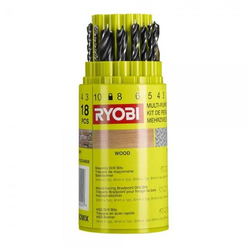 Ryobi set svrdla RAK18DMIX (drvo,kamen,željezo) RPP24 Slike