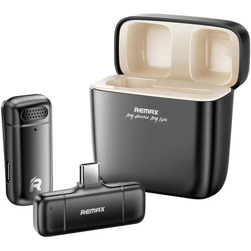 Remax Brezžični mikrofon USB-C z zmanj&scaron;anjem hrupa, doseg 20 m in polnilna postaja, Črna, (5000310056) Cene
