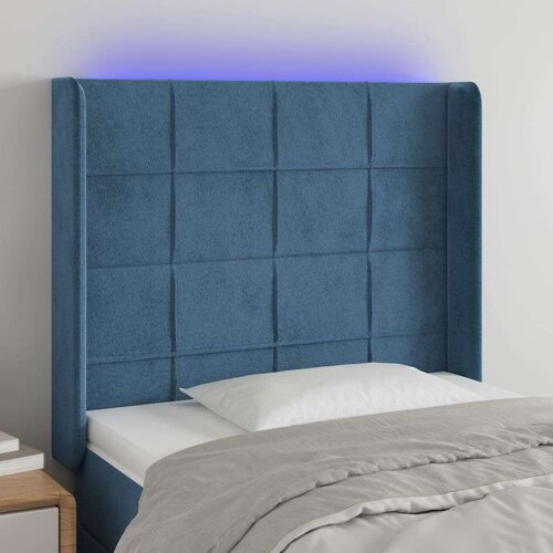  Posteljno vzglavje temno modro 103x16x118/128 cm žamet, (20793869) Slike