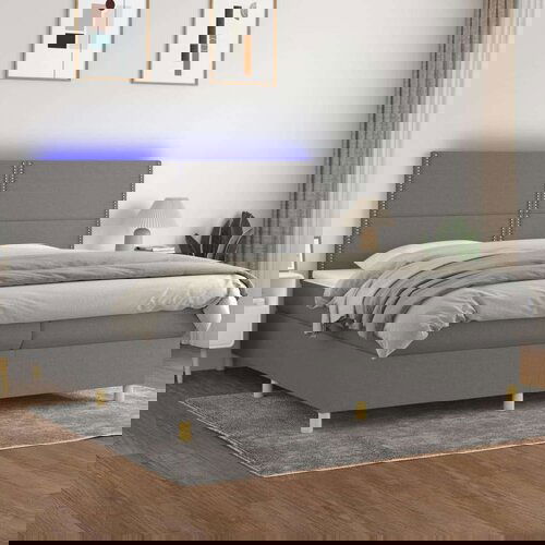  Box spring s madracem LED tamnosivi 200x200 cm tkanina Cene