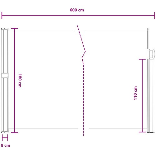  Retraktabilna bočna tende Siva 600 x 180 cm Poliester Slike