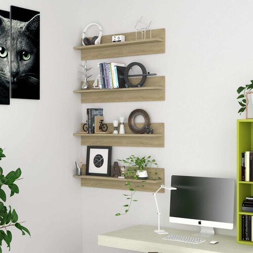  Zidne police 4 kom boja hrasta sonome 80x11,5x18 cm od iverice Slike