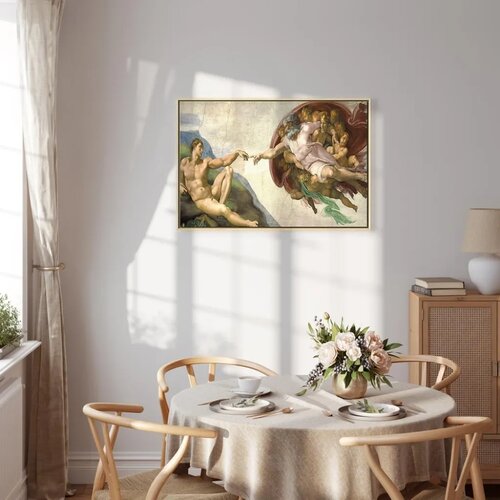  Slika - Michelangelo &amp;ndash; The Creation of Adam II 120x80 U prirodnom drvenom okviru Slike