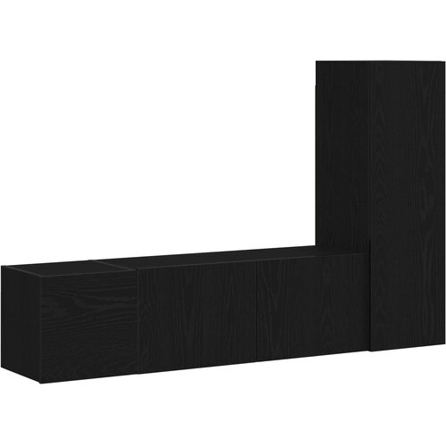  Set TV komoda Zidne 3 pcs Crni hrast 130,5 x 30 x 140 cm Slike
