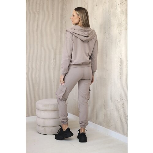 Kesi Set 3in1 sweatshirt + top + pants dark beige Cene