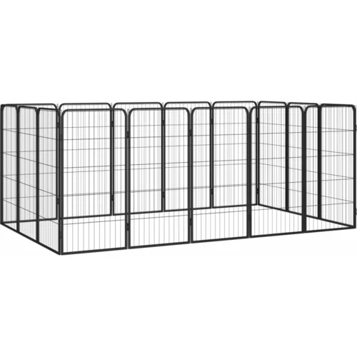 vidaXL Pasja ograda s 16 paneli črna 50x100 cm prašno barvano jeklo
