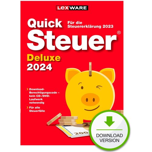 LEXWARE Quicksteuer Deluxe 2024 - 1 Device, bis zu 5 Steuererkl&amp;auml;rungen - ESD-DownloadESD&amp;quot; Slike