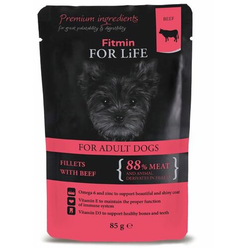 Fitmin For Life Dog Adult Kesica Govedina, hrana za pse 85g Slike