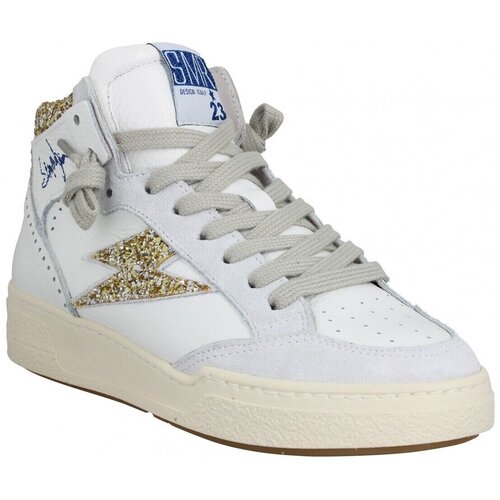 Semerdjian Modne superge Braga 9492 Cuir Velours Femme Blanc Glitter Or Bela Slike
