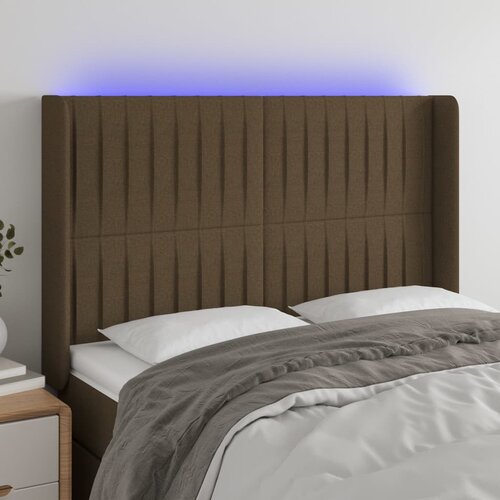  LED uzglavlje tamnosmeđe 147x16x118/128 cm od tkanine Cijene