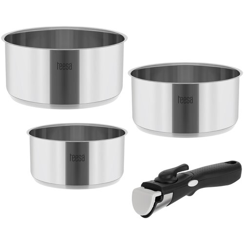  Set od 3 sklopiva lonca od nehrđajućeg čelika s uklonjivom ručkom COOK EXPERT SINGLE HAND Cijene