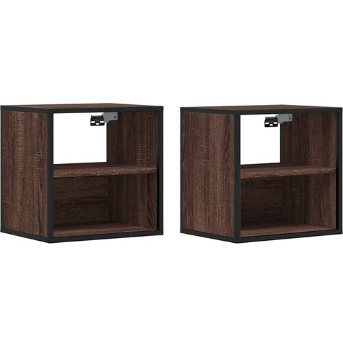 Maison Chic Stenski Dvo delni komplet Nočne omarice - Nočne mize rjavi hrast 40x31x39,5 cm, (21688074) Slike