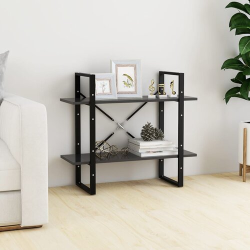 VidaXL ormarić za knjige s 2 razine sivi 80 x 30 x 70 cm od iverice Slike