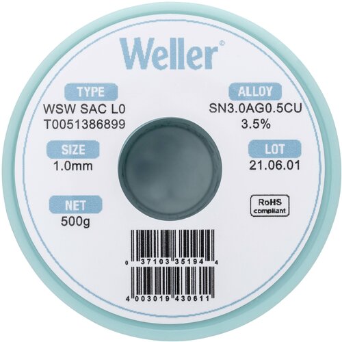 Weller WSW SAC L0 spajkalna žica\, neosvinčena tuljava Sn3\,0Ag0\,5Cu 500 g 1 mm, (20428496) Cene