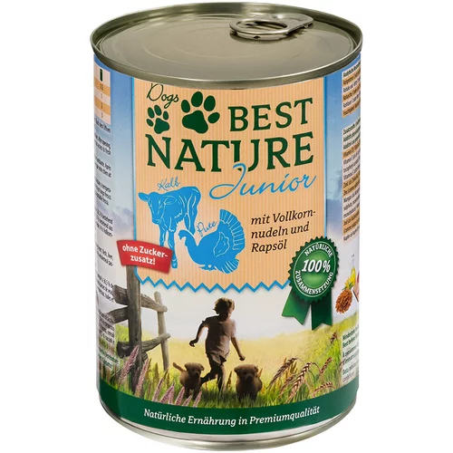 Best Nature Varčno pakiranje Dog Junior 12 x 400 g - Teletina, puran in testenine