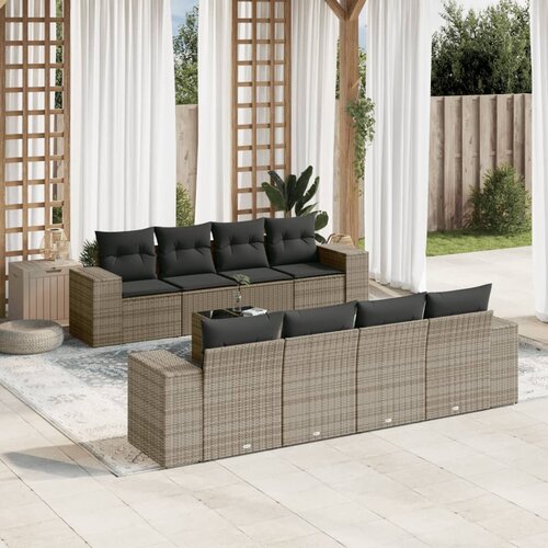  9-dijelni set vrtnih sofa od poliratana s jastucima sivi Cijene
