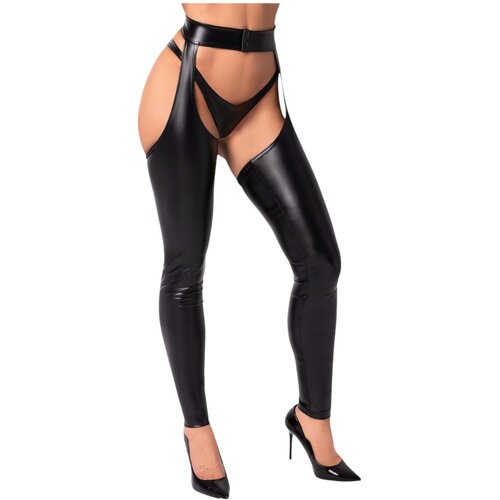 Noir Handmade - sjajne tajice - chaps (crne) Cene