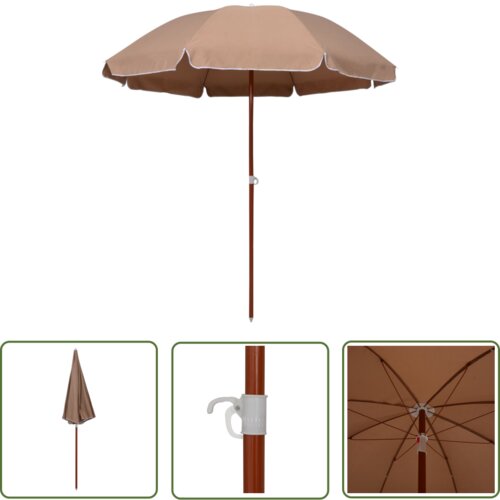  The Living Store Senčnik z jeklenim drogom 240 cm taupe - Senčnik, (21742488) Cene