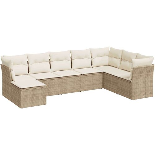 VidaXL 8-dijelni set vrtnih sofa od poliratana s jastucima bež Slike