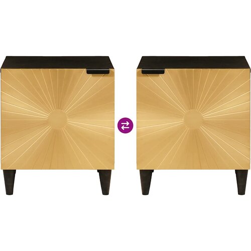  Noćni ormar 2 pcs Crna i zlatna 40 x 33 x 46 cm Slike