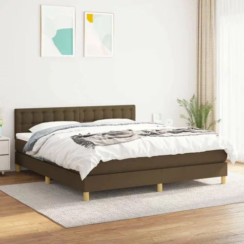  Box spring postelja z vzmetnico temno rjava 180x200 cm blago, (20901350)