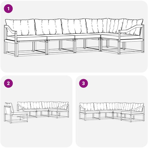  Set vanjskih sofa 5 kom. Prirodna i svijetlo siva Smeđa 325 x 166,5 x 73 cm Slike