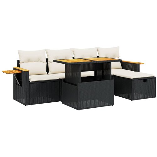 Maison Chic Seti vrtnega pohi&amp;scaron;tva - Vrtna garnitura - Vrtni pohi&amp;scaron;tvo set 6-delna z blazinami črna poli ratan, (21806007) Slike