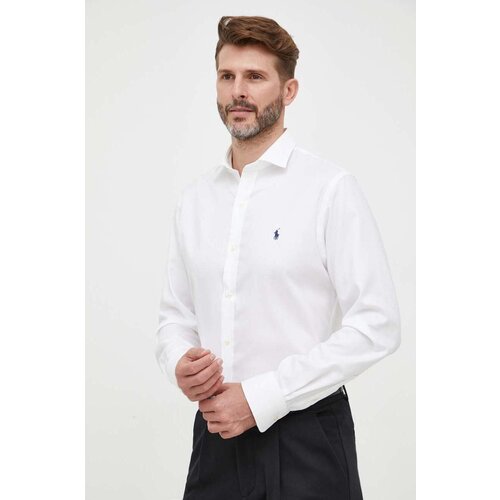 Polo Ralph Lauren Pamučna ko&amp;scaron;ulja za mu&amp;scaron;karce, boja: bijela, slim, s talijanskim ovratnikom Slike