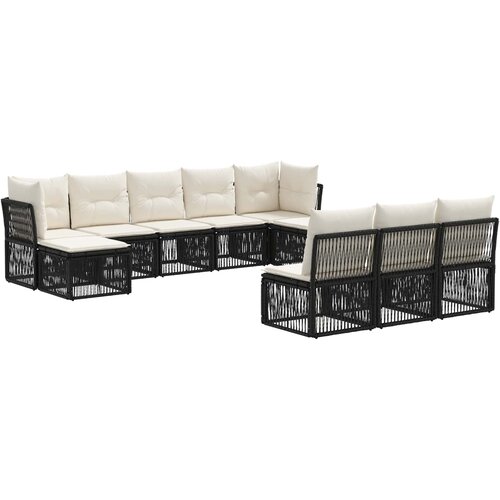 vidaXL Vrtna sedežna garnitura 10 pcs Črna poli ratan, (5000269380) Cene