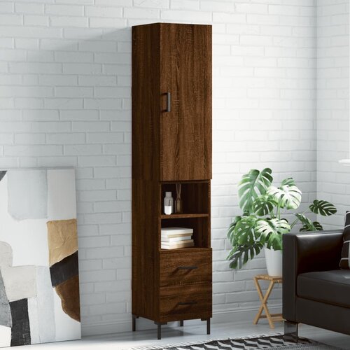 VidaXL Visoka omara rjavi hrast 34,5x34x180 cm inženirski les Slike