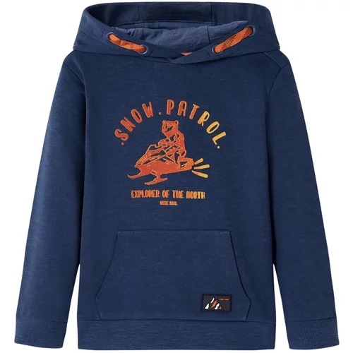 vidaXL Otroški pulover s kapuco mornarsko melange in oranžna 140