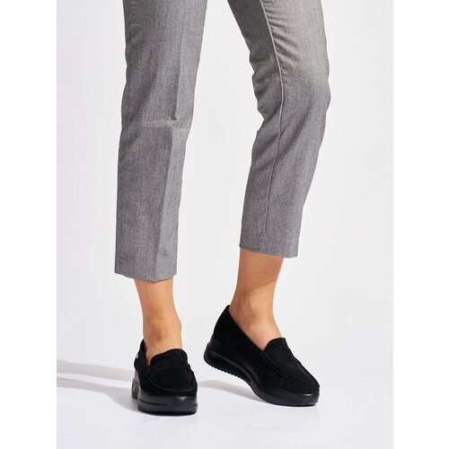 GOODIN Suede black loafers on a thick platform Slike