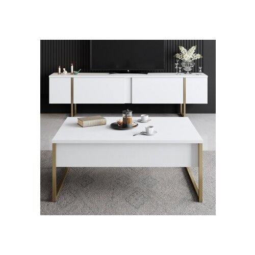 Hanah home Luxe Sto za dnevnu sobu, Bijelo-Zlatna Slike