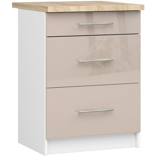 AKORD OLIWIA S60 Kabinet 3SZ + BELO / KAPUCCINO SJAJ Vrh, (21713562) Cene