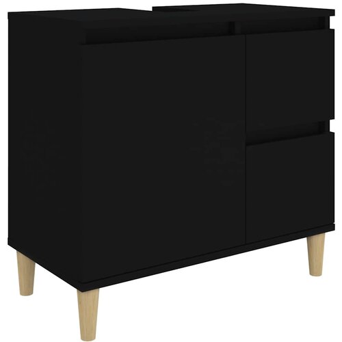 Maison Chic Kopalniška omarica - Kopalniški kabinet črna 65x33x60 cm inženirski les, (21794721) Cene